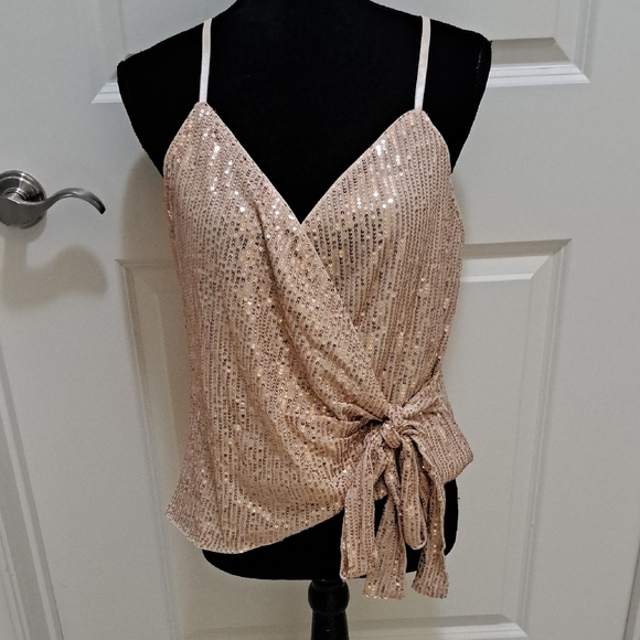 Grace Karin Large Sequin Wrap Top - Cream/Champagne, Wore 1x - Picture 1 of 6